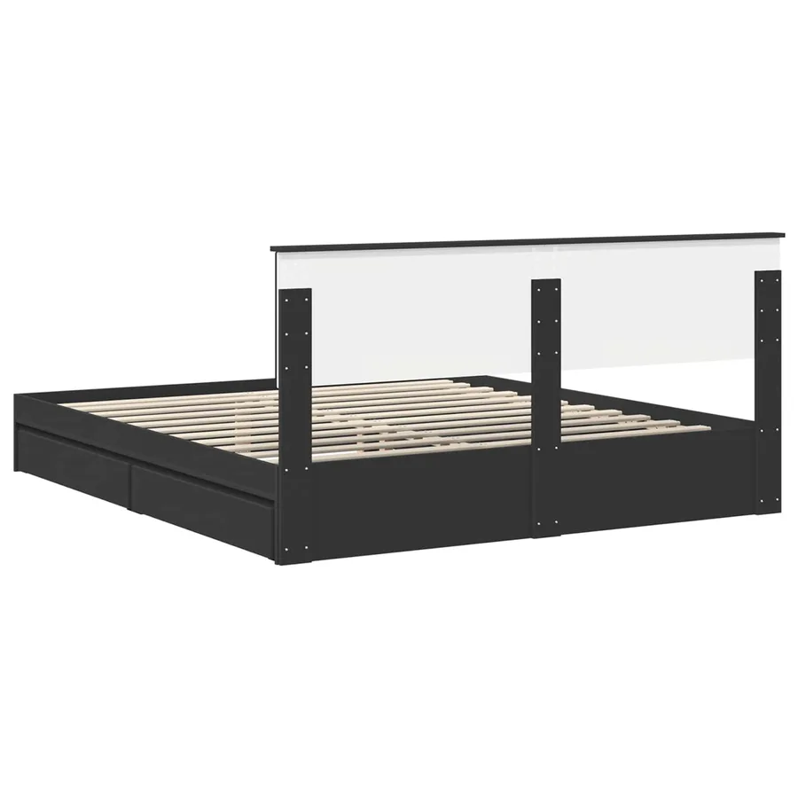 Lit de Rangement Noir 200 x 200 cm Bois d'ingénierie - 8