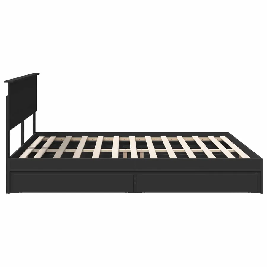 Lit de Rangement Noir 200 x 200 cm Bois d'ingénierie - 9