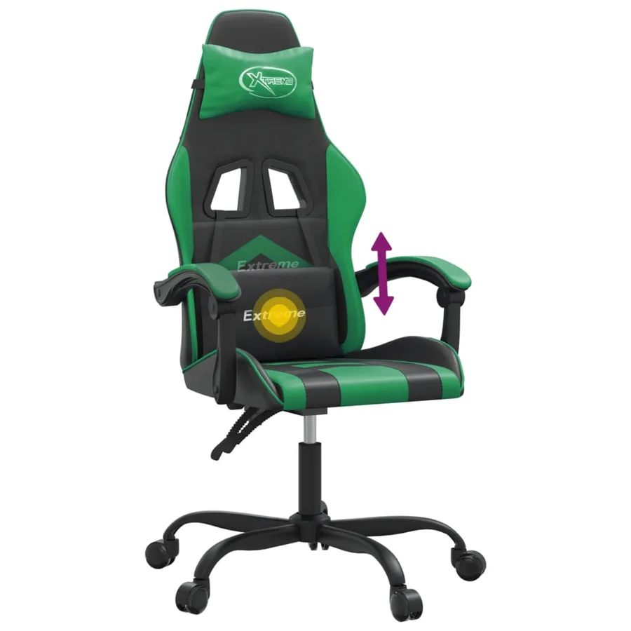 Chaise de jeu pivotante Noir et vert Similicuir - 11