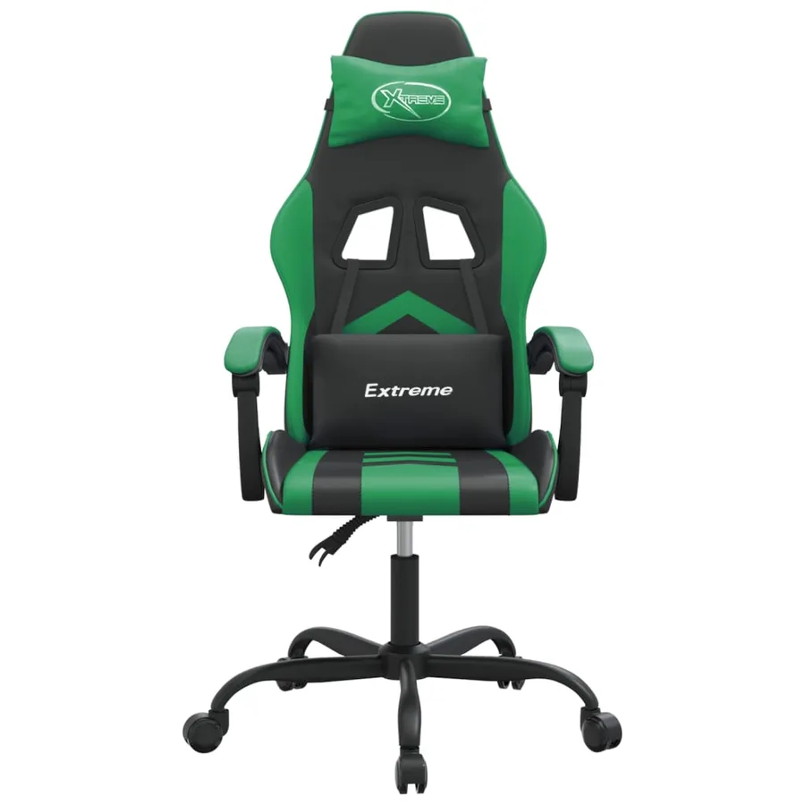 Chaise de jeu pivotante Noir et vert Similicuir - 3