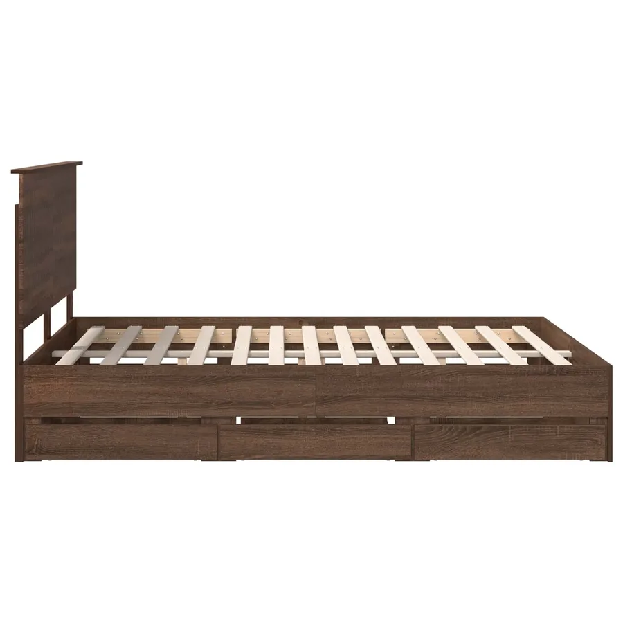 Cadre de lit Chêne brun 150 x 200 cm Bois Ingénierie - 9