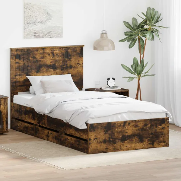 Cadre de lit Chêne fumé 100 x 200 cm Bois Ingénierie