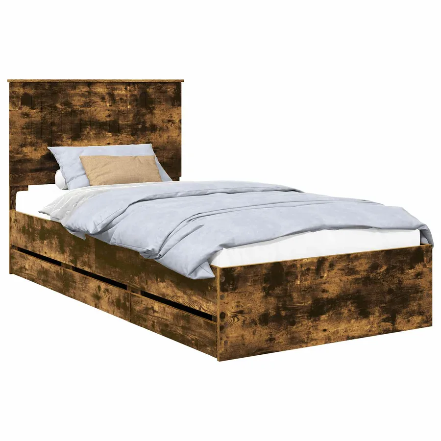 Cadre de lit Chêne fumé 100 x 200 cm Bois Ingénierie - 2