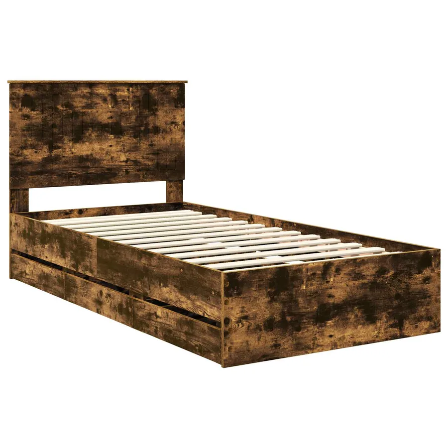 Cadre de lit Chêne fumé 100 x 200 cm Bois Ingénierie - 4