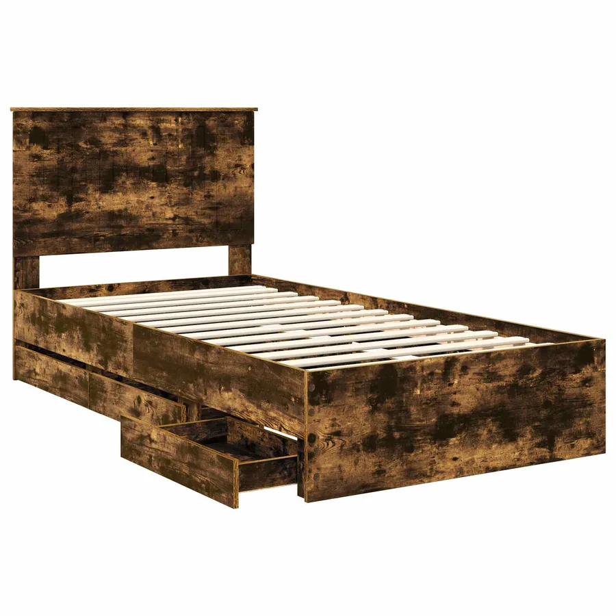 Cadre de lit Chêne fumé 100 x 200 cm Bois Ingénierie - 5