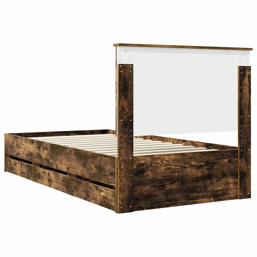 Cadre de lit Chêne fumé 100 x 200 cm Bois Ingénierie - 8