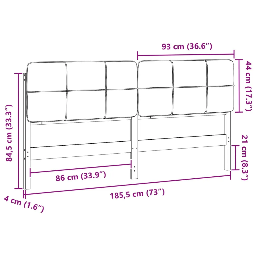 Tête de lit capitonnée Blanc et gris clair 180 cm Pin massif - 13