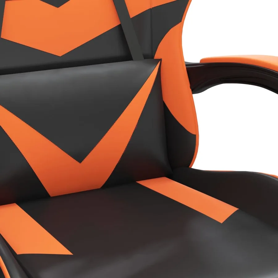 Chaise de jeu pivotante repose-pied Noir et orange Similicuir - 7