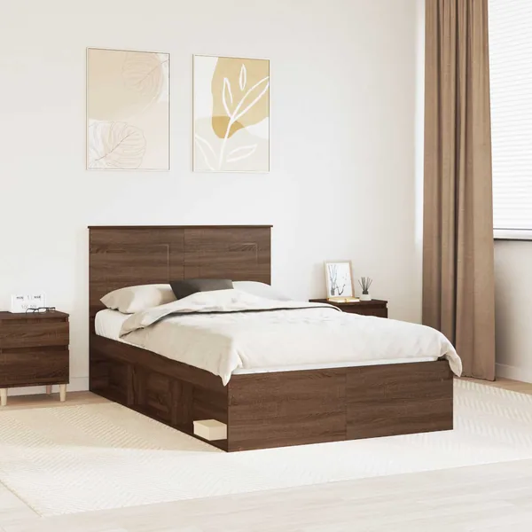 Cadre de lit Chêne brun 120 x 190 cm Bois de pin massif