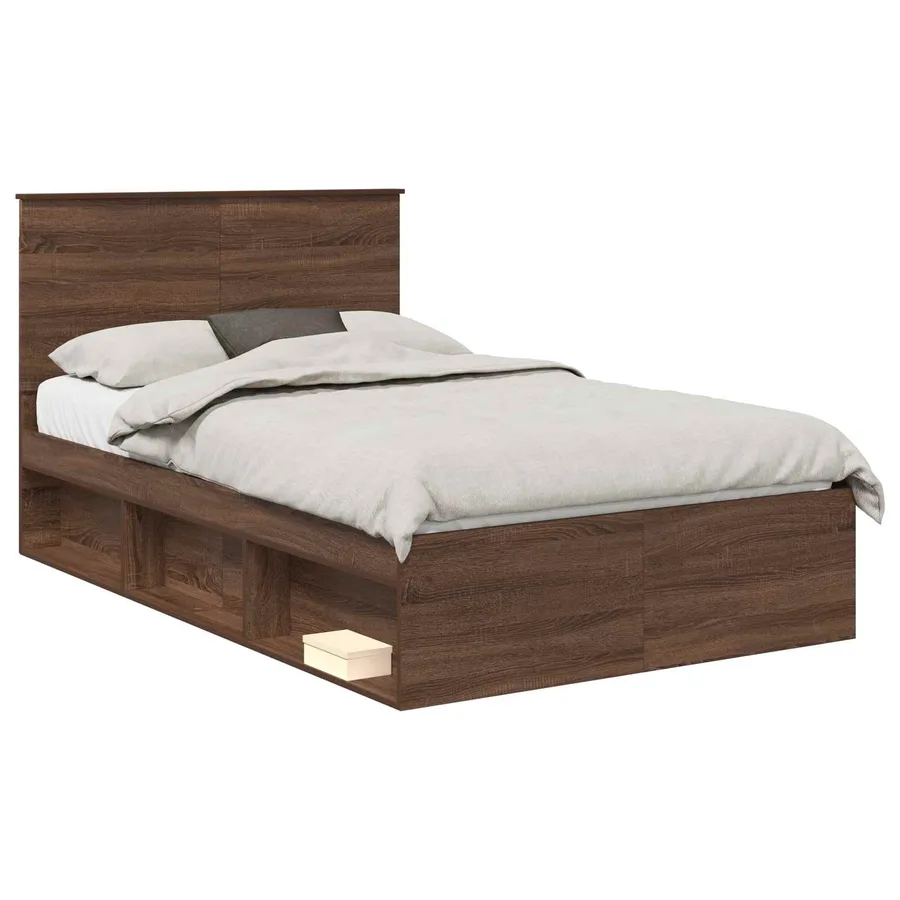 Cadre de lit Chêne brun 120 x 190 cm Bois de pin massif - 2