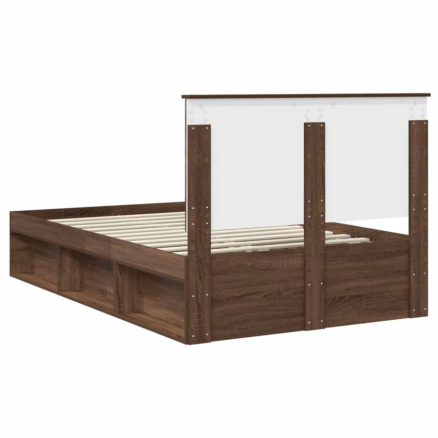 Cadre de lit Chêne brun 120 x 190 cm Bois de pin massif - 9