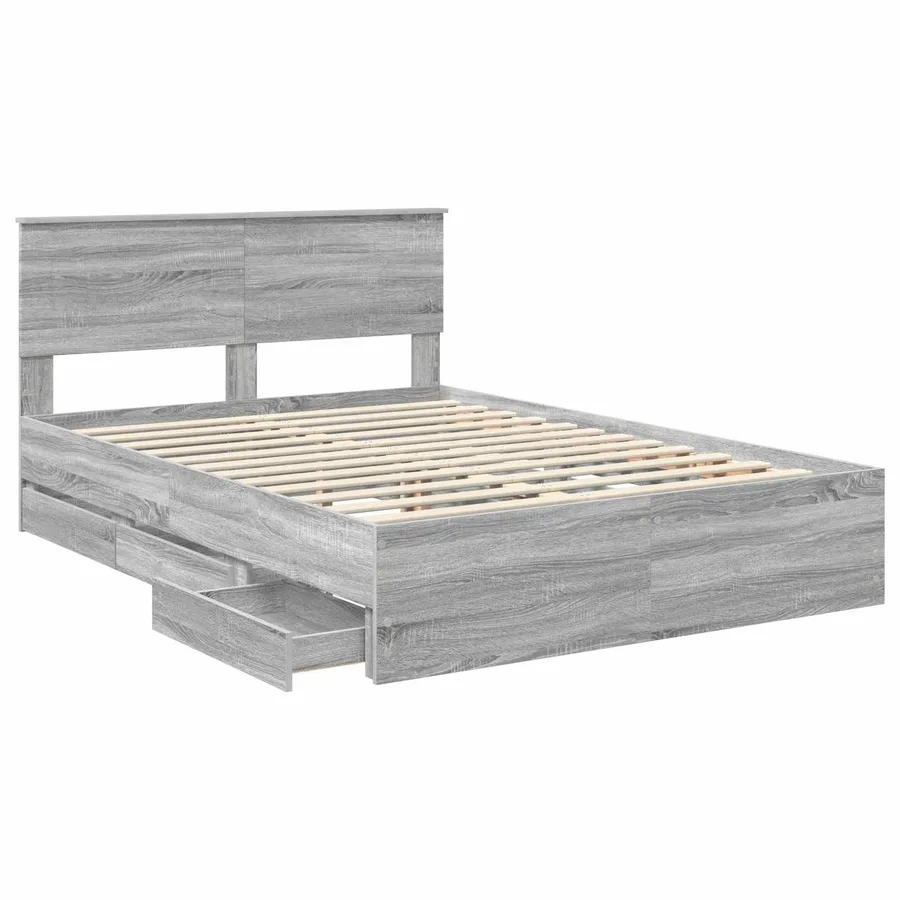 Cadre de lit Gris Sonoma 150 x 200 cm Bois Ingénierie - 5