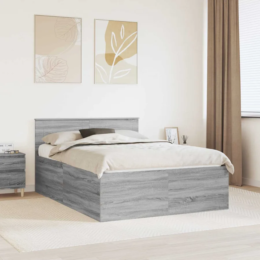 Cadre de lit Gris Sonoma 150 x 200 cm Bois d'ingénierie