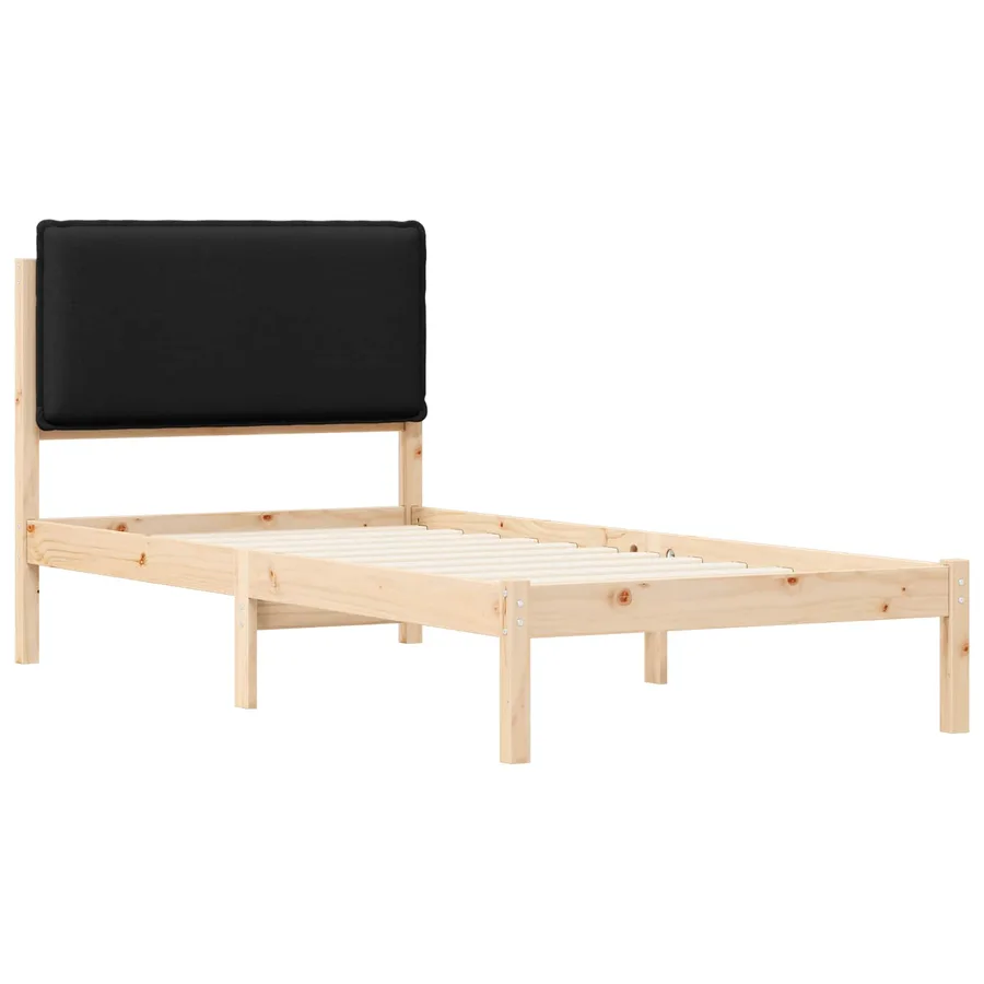 Cadre de lit avec tête de lit rembourrée Noir 75 x 190 cm - 4