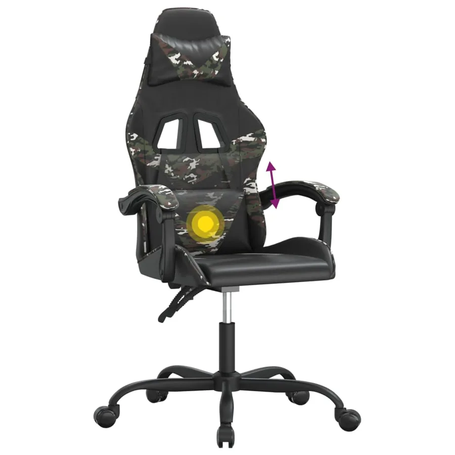 Chaise de jeu pivotante Noir et camouflage Similicuir - 11