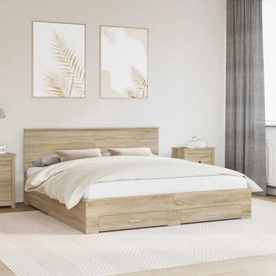 Cadre de lit Chêne Sonoma 200 x 200 cm Bois d'ingénierie