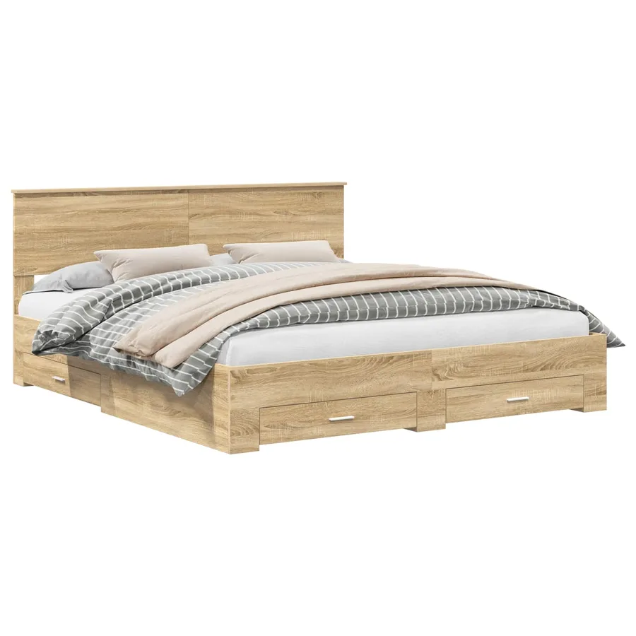Cadre de lit Chêne Sonoma 200 x 200 cm Bois d'ingénierie - 2