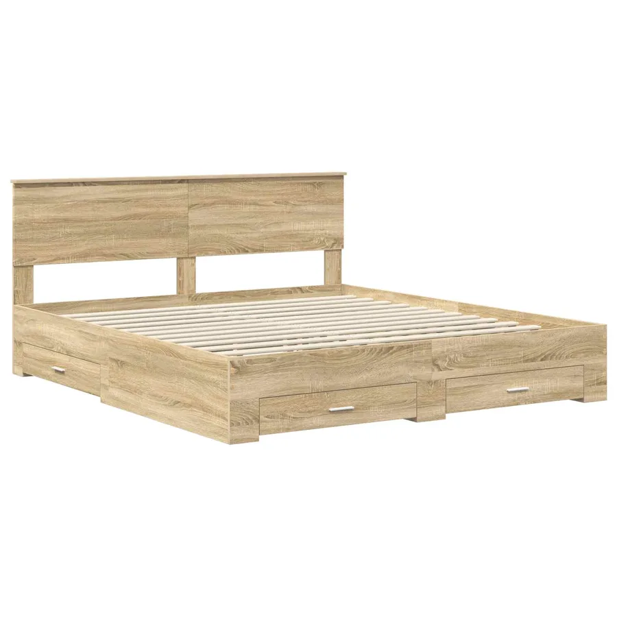 Cadre de lit Chêne Sonoma 200 x 200 cm Bois d'ingénierie - 4