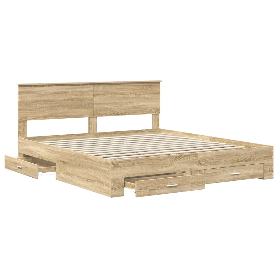 Cadre de lit Chêne Sonoma 200 x 200 cm Bois d'ingénierie - 5