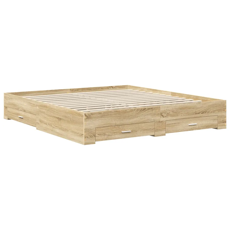 Cadre de lit Chêne Sonoma 200 x 200 cm Bois d'ingénierie - 6