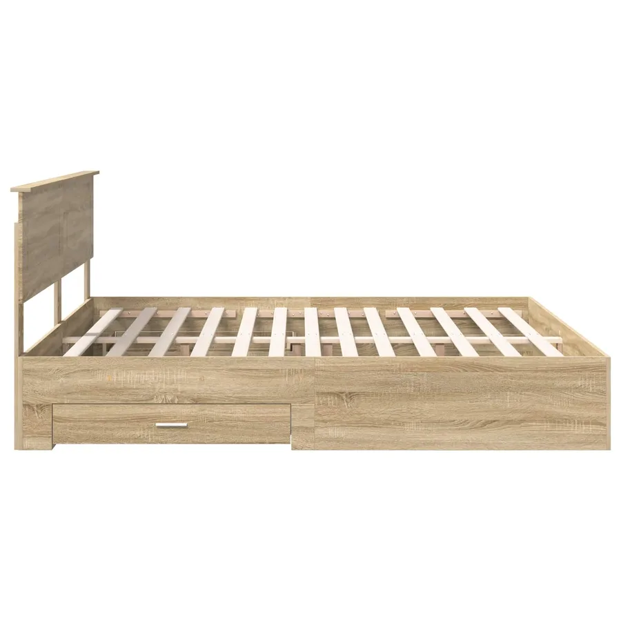 Cadre de lit Chêne Sonoma 200 x 200 cm Bois d'ingénierie - 9