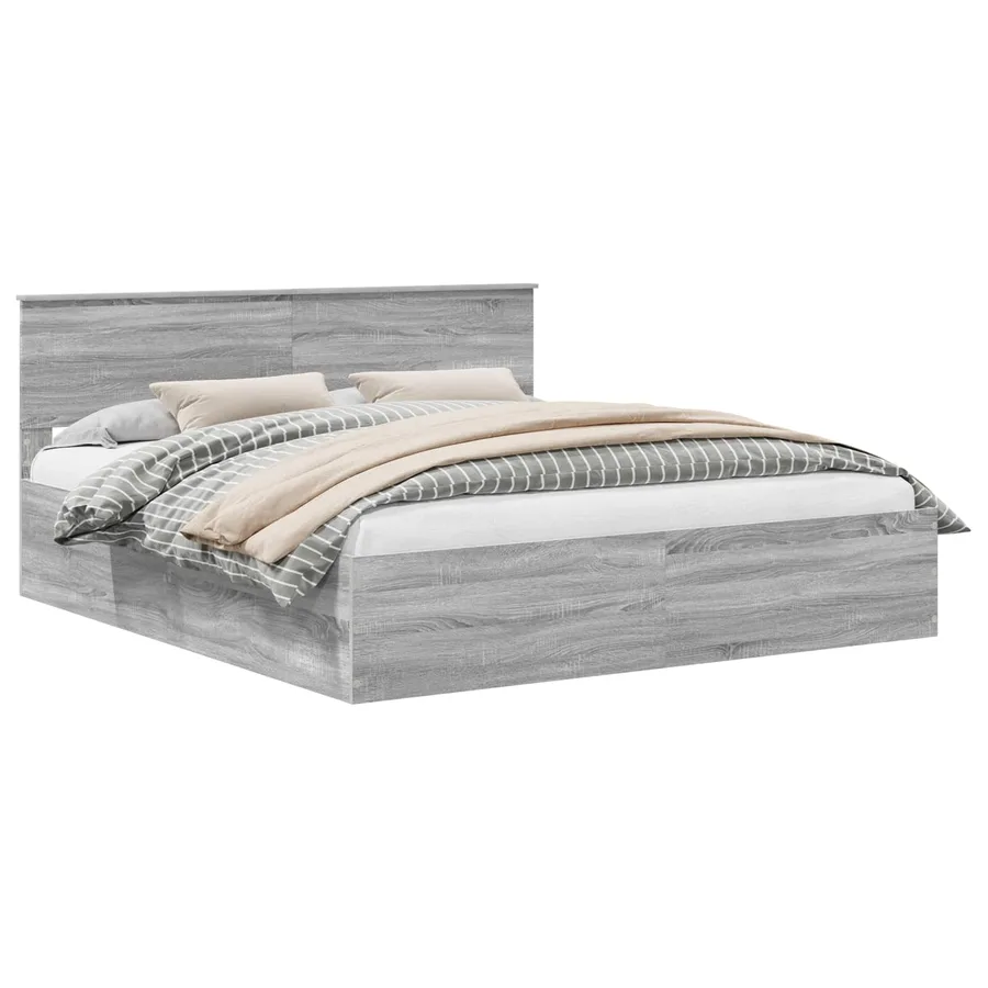 Cadre de lit Gris Sonoma 200 x 200 cm Bois d'ingénierie - 2