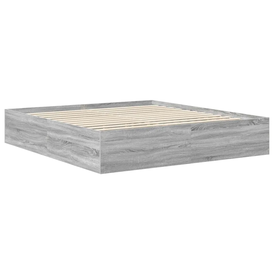 Cadre de lit Gris Sonoma 200 x 200 cm Bois d'ingénierie - 5