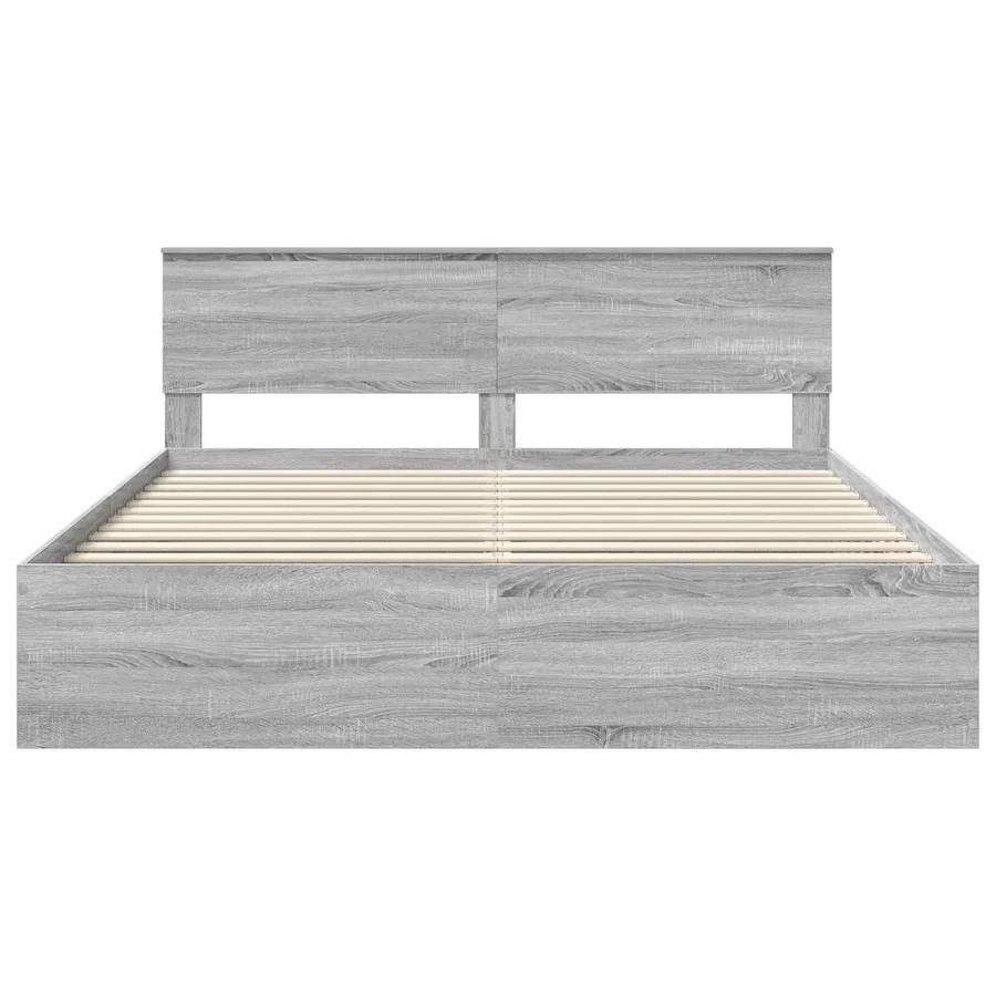Cadre de lit Gris Sonoma 200 x 200 cm Bois d'ingénierie - 7