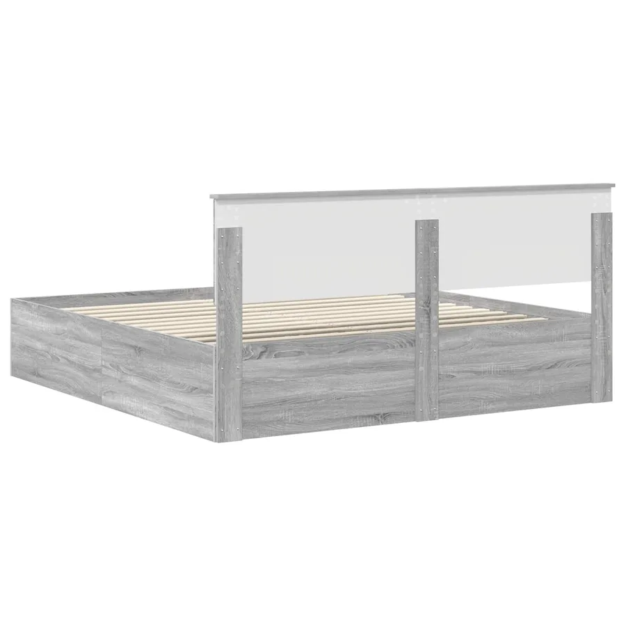 Cadre de lit Gris Sonoma 200 x 200 cm Bois d'ingénierie - 9