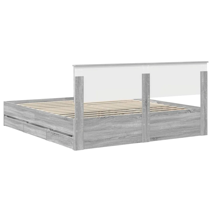 Cadre de lit Gris Sonoma 200 x 200 cm Bois Ingénierie - 10