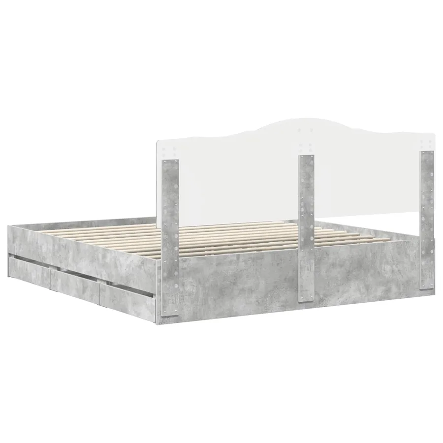 Cadre de lit Gris béton 180 x 200 cm Bois Ingénierie - 10