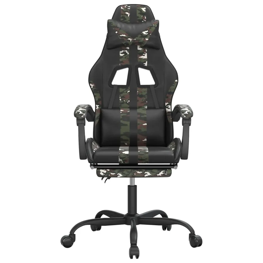 Chaise de jeu pivotante repose-pied Noir camouflage Similicuir - 3
