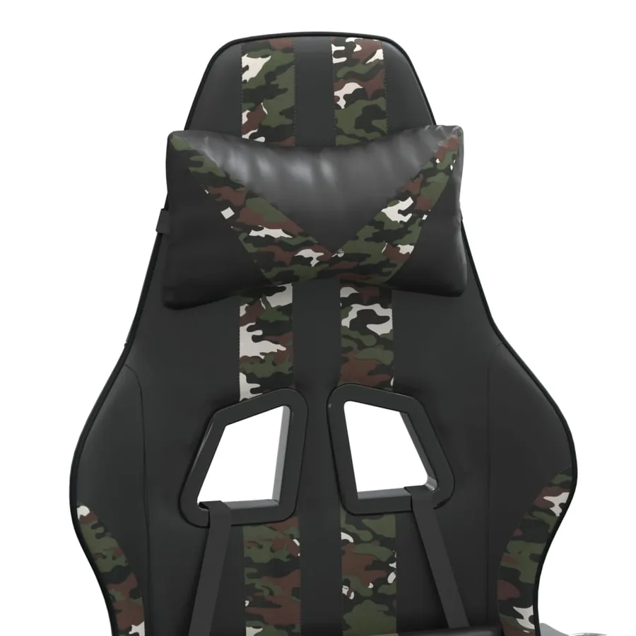 Chaise de jeu pivotante repose-pied Noir camouflage Similicuir - 8