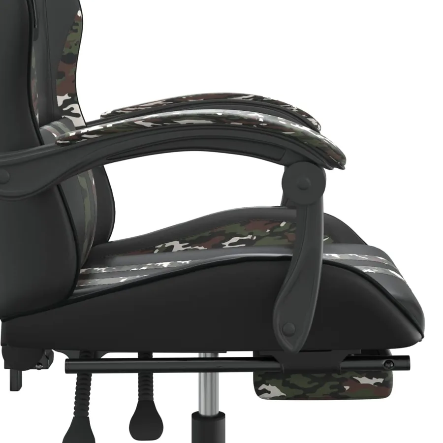 Chaise de jeu pivotante repose-pied Noir camouflage Similicuir - 9