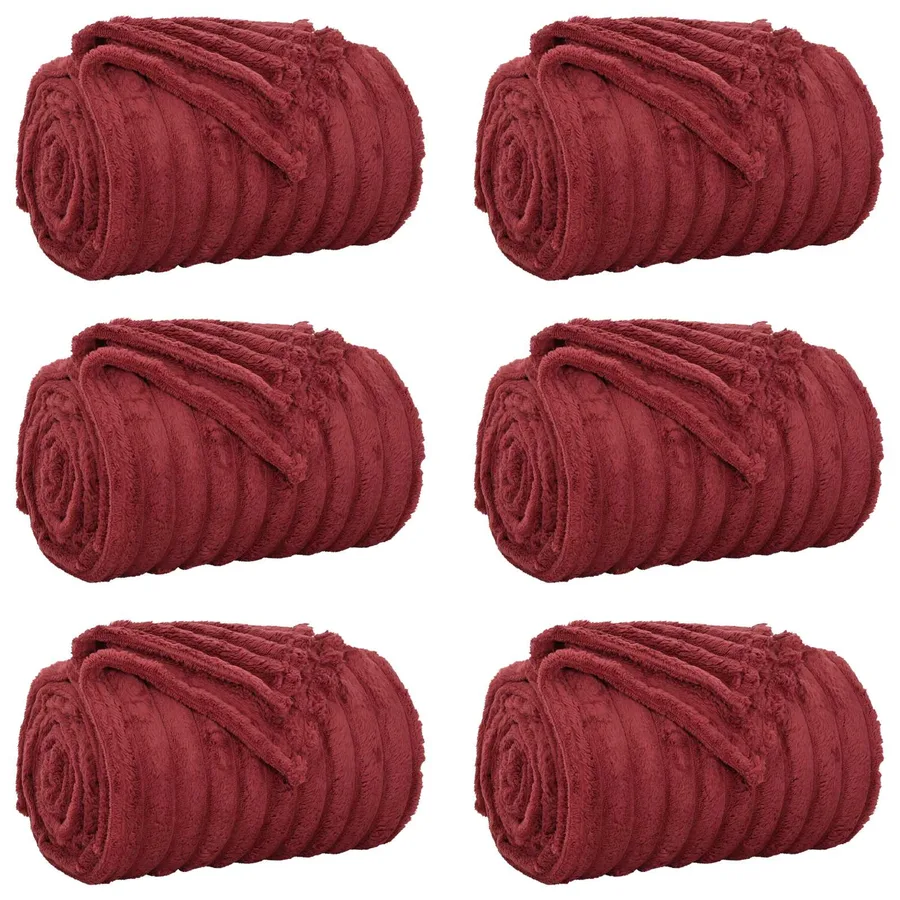 Couvertures à jeter 6 pcs Rouge Bordeaux 270 x 240 cm Toison - 2