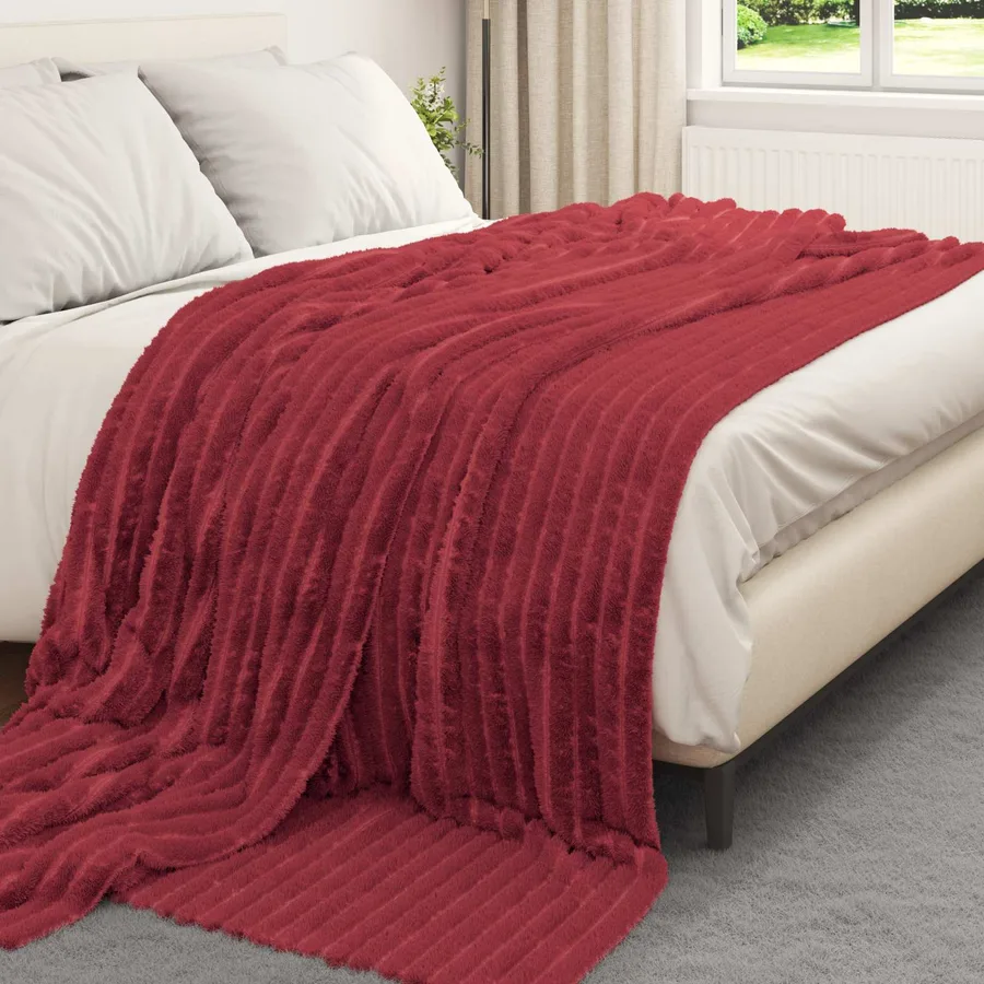 Couvertures à jeter 6 pcs Rouge Bordeaux 270 x 240 cm Toison - 3