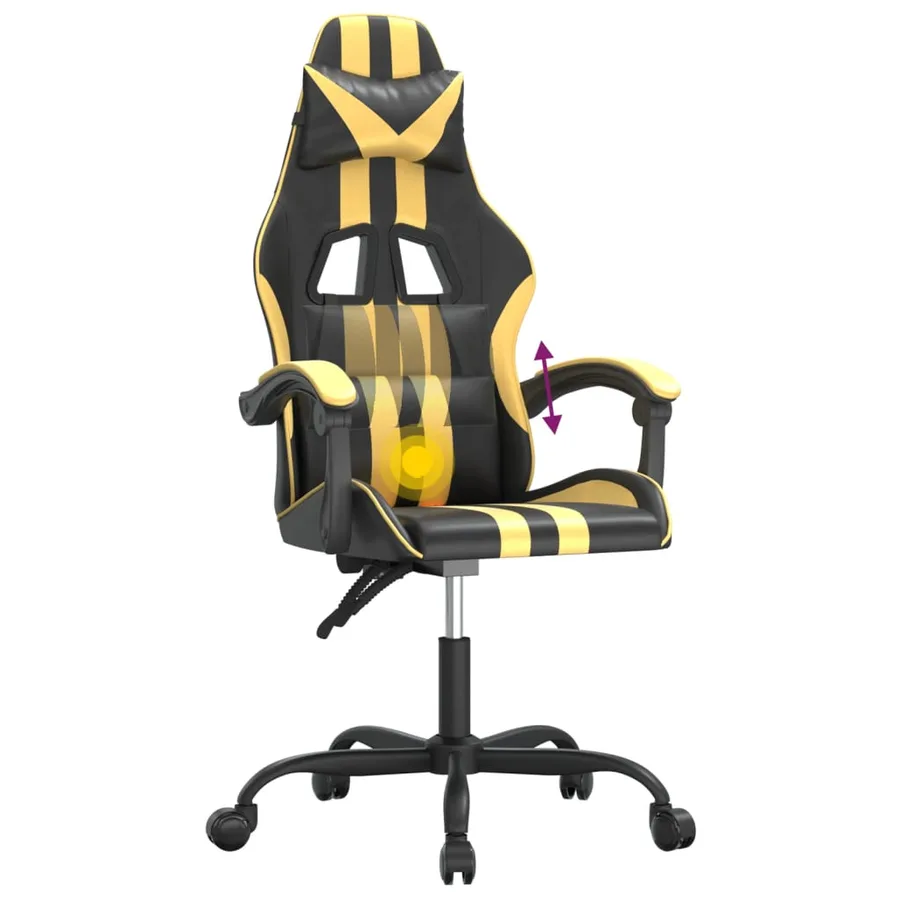 Chaise de jeu pivotante Noir et doré Similicuir - 11