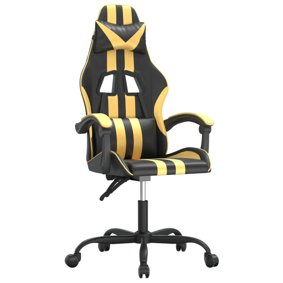Chaise de jeu pivotante Noir et doré Similicuir - 2