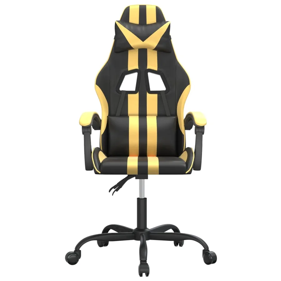 Chaise de jeu pivotante Noir et doré Similicuir - 3