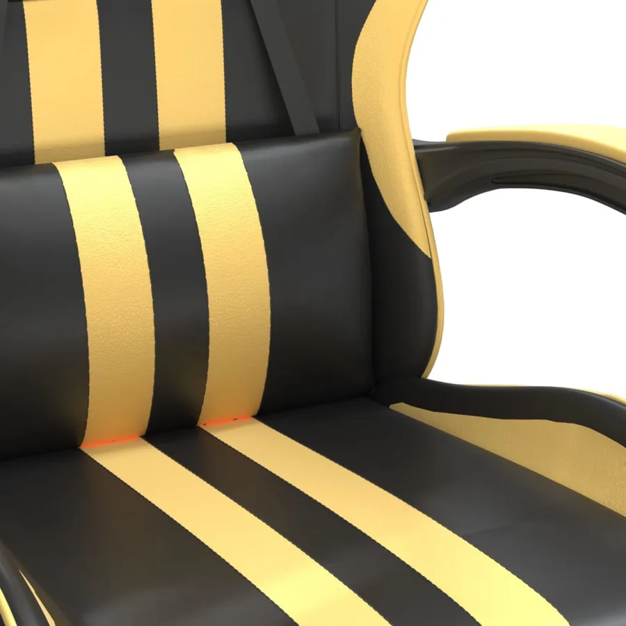 Chaise de jeu pivotante Noir et doré Similicuir - 6