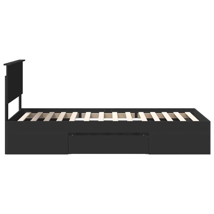 Cadre de lit Noir 90 x 200 cm Bois d'ingénierie - 9