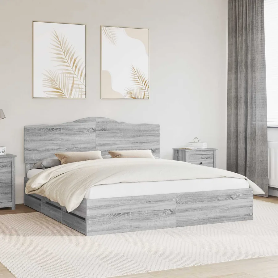 Cadre de lit Sonoma gris 180 x 200 cm Bois Ingénierie