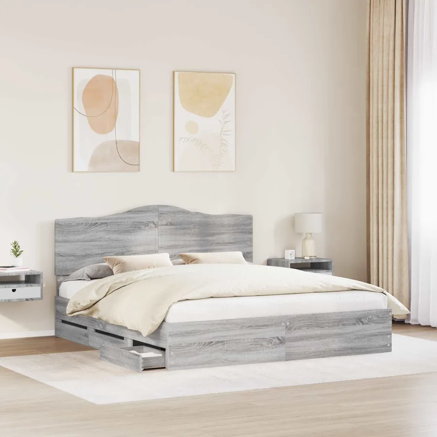 Cadre de lit Sonoma gris 180 x 200 cm Bois Ingénierie - 3