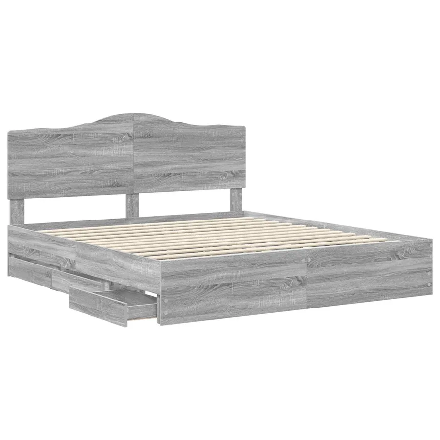 Cadre de lit Sonoma gris 180 x 200 cm Bois Ingénierie - 5