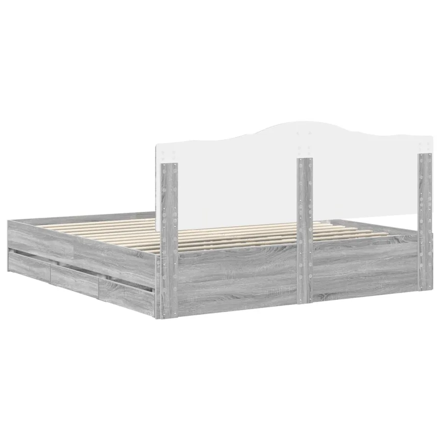 Cadre de lit Sonoma gris 180 x 200 cm Bois Ingénierie - 8