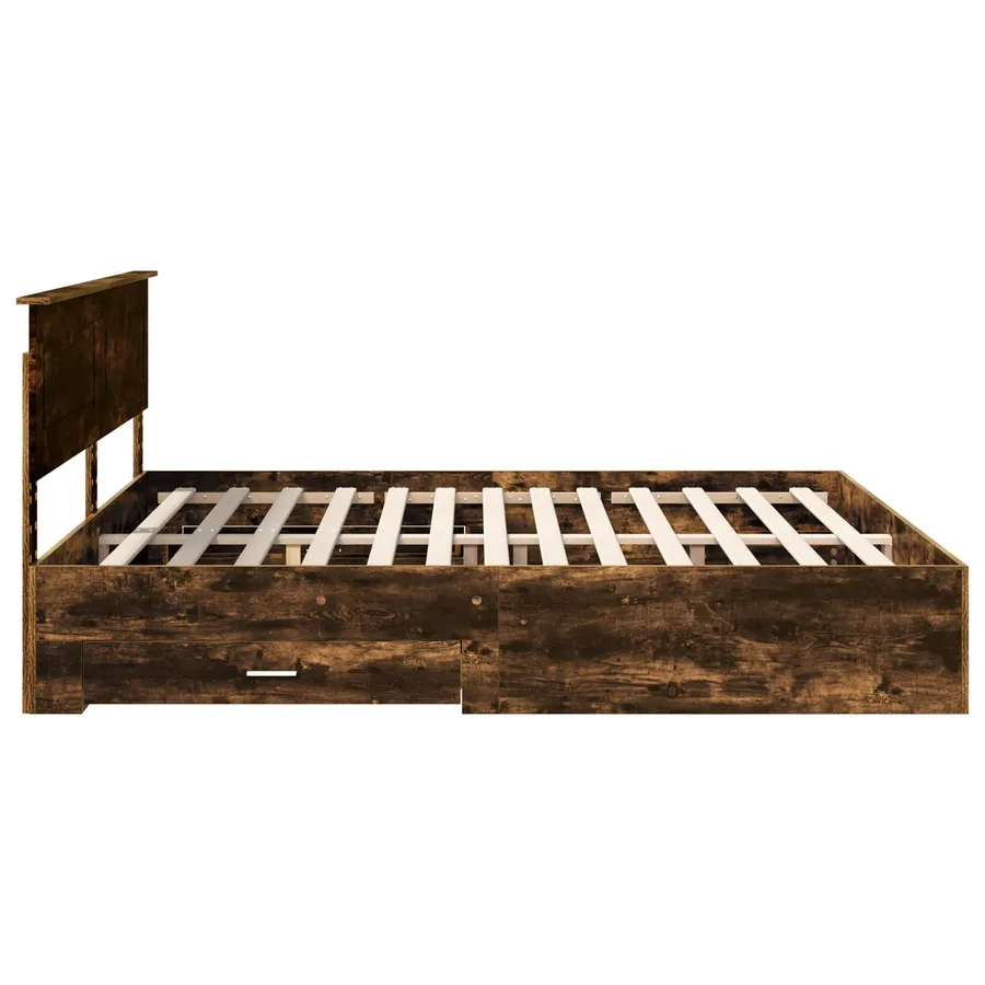 Cadre de lit Chêne fumé 200 x 200 cm Bois d'ingénierie - 9