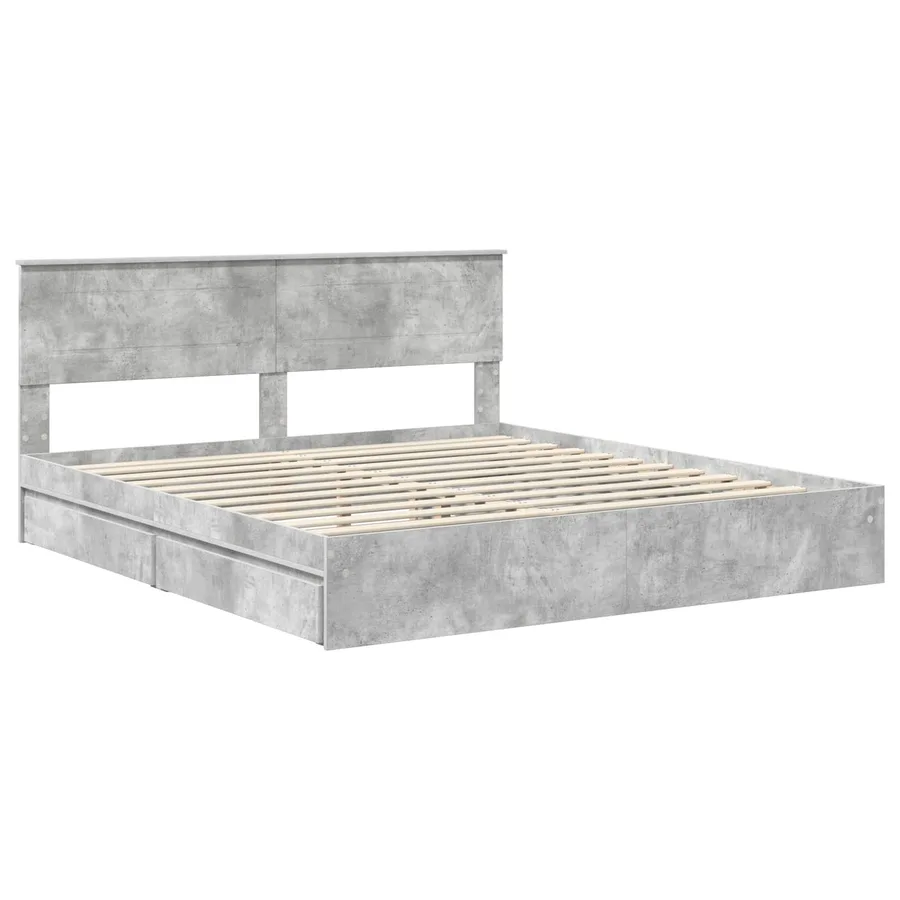 Lit de Rangement Gris béton 200 x 200 cm Bois d'ingénierie - 4