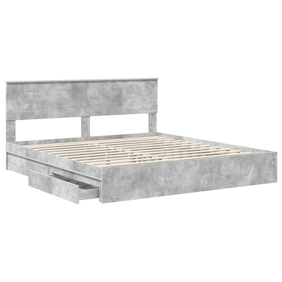 Lit de Rangement Gris béton 200 x 200 cm Bois d'ingénierie - 5