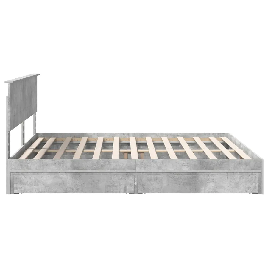 Lit de Rangement Gris béton 200 x 200 cm Bois d'ingénierie - 9