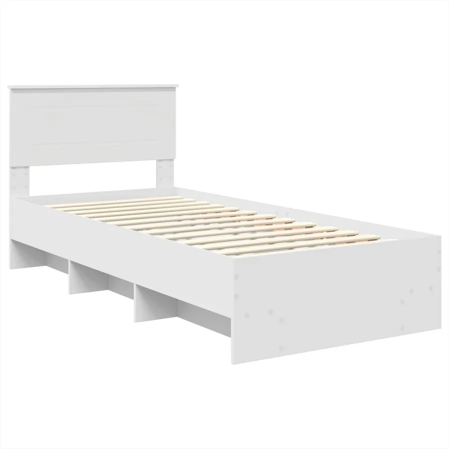 Cadre de lit Blanc 90 x 200 cm Bois d'ingénierie - 4